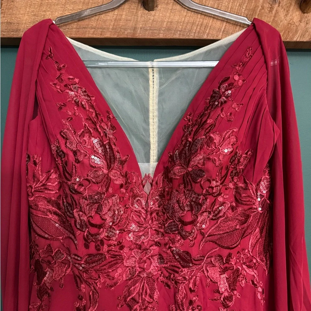NWT JJs House Burgundy Bridesmaid Formal Prom Ren Fair Dress with Cape - Picture 6 of 13